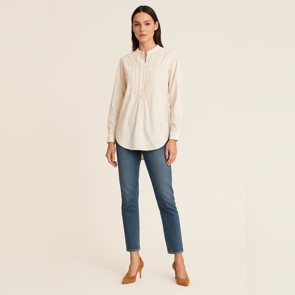 Nili Lotan Ivory Pintuck Tunic Top XS